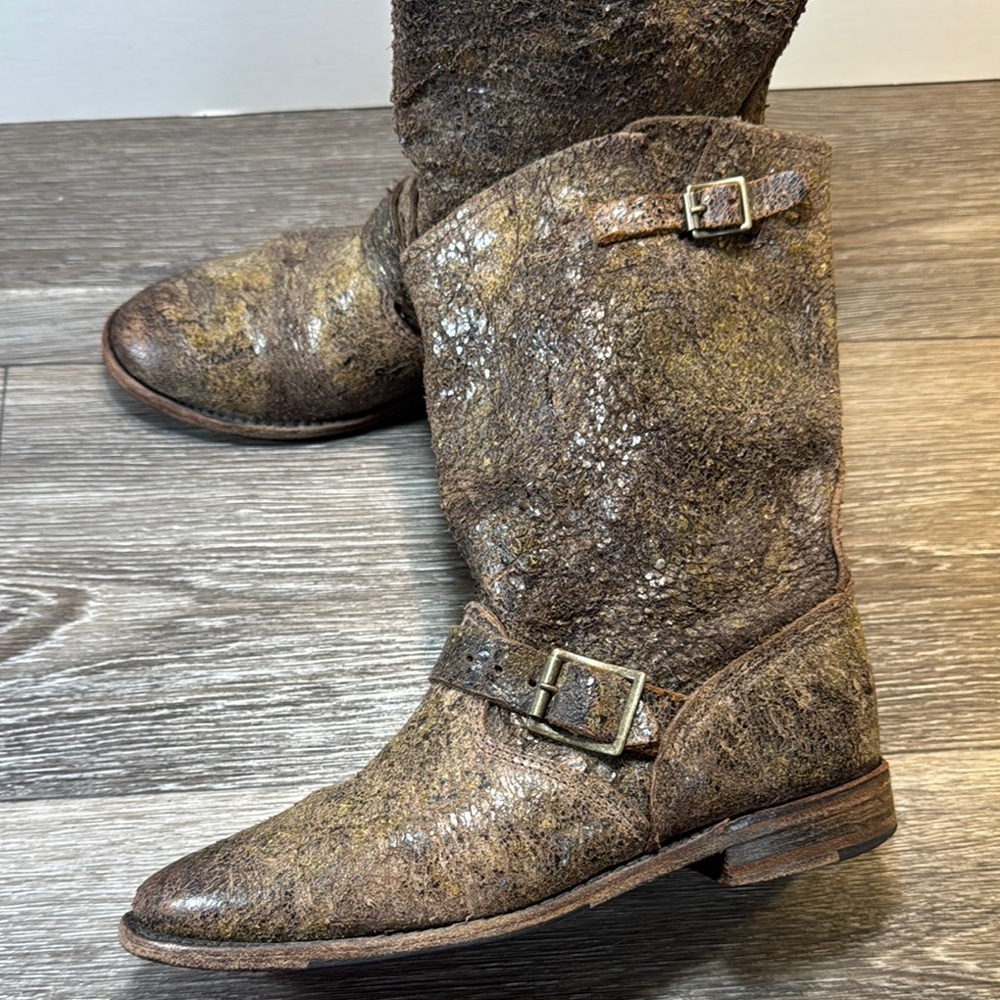 Vintage made in USA Distressed Leather Ankle Boots woman’s size 8 (b238) - Picture 5 of 9